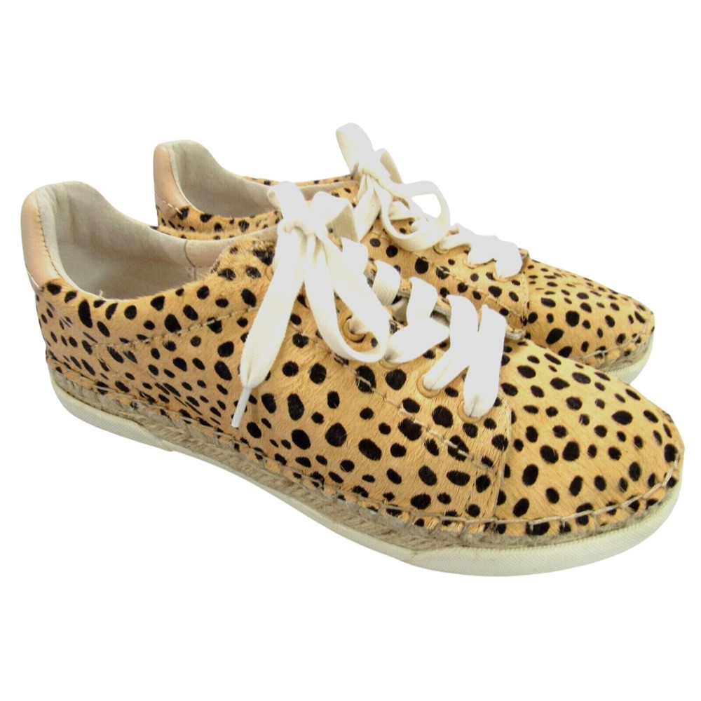 DOLCE VITA Madox TAN Leopard CALF HAIR Lace-Up ESPADRILLE Fashion Sneakers 8.5